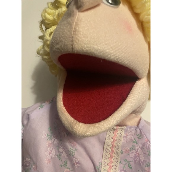 Vintage girl puppet with yarn hair